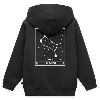 Sternzeichen Zwillinge - Kinder Premium Organic Zip Hoodie - Schwarz - Hinten - AI Model Kid Male (0cm)