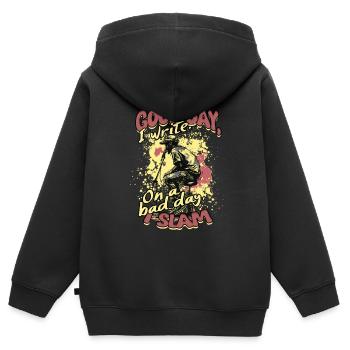 Poetry Slam Dichter Poetryslam - Kinder Premium Organic Zip Hoodie - Schwarz - Hinten - AI Model Kid Male (0cm)