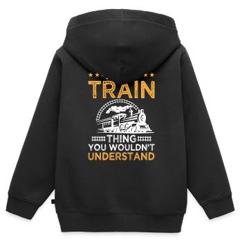Es Ist Eine Zugsache, Die Du Nicht Verstehen - Kinder Premium Organic Zip Hoodie - Schwarz - Hinten - AI Model Kid Male (0cm)