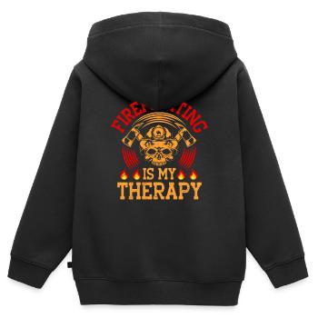Pompiers Pompiers Pompiers Pompiers Pompiers - Sweat Premium à capuche zippé enfant bio - noir - Dos - AI Model Kid Male (0cm)