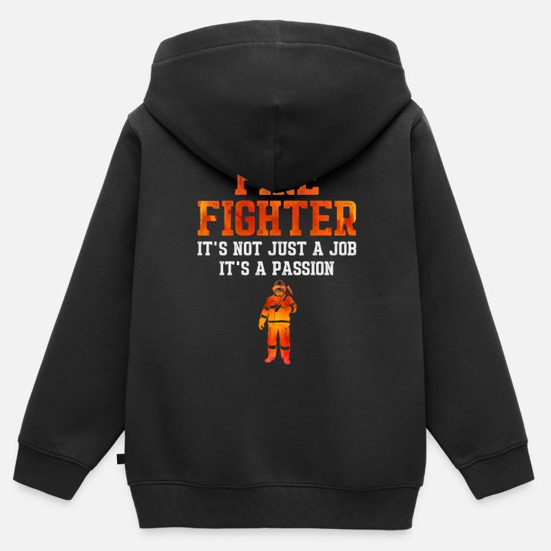 Pompiers Pompiers Pompiers Pompiers Pompiers - Sweat Premium à capuche zippé enfant bio - noir