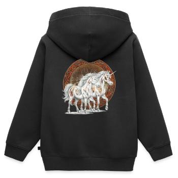 Einhörner Einhorn Fabeltiere Märchenfigur Pferde - Kinder Premium Organic Zip Hoodie - Schwarz - Hinten - AI Model Kid Male (0cm)