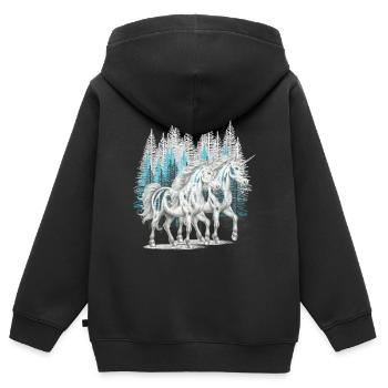 Einhörner Einhorn Fabeltiere Märchenfigur - Kinder Premium Organic Zip Hoodie - Schwarz - Hinten - AI Model Kid Male (0cm)