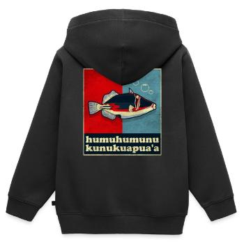 Humuhumunukunukuapua’a Pousseur de récif hawaïen - Sweat Premium à capuche zippé enfant bio - noir - Dos - AI Model Kid Male (0cm)