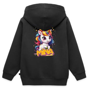MINA - Schöner Mädchen Name mit süßem Einhorn - Kinder Premium Organic Zip Hoodie - Schwarz - Hinten - AI Model Kid Male (0cm)