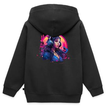 Retro DJ Party Mix für Frauen für einen DJ - Kinder Premium Organic Zip Hoodie - Schwarz - Hinten - AI Model Kid Male (0cm)