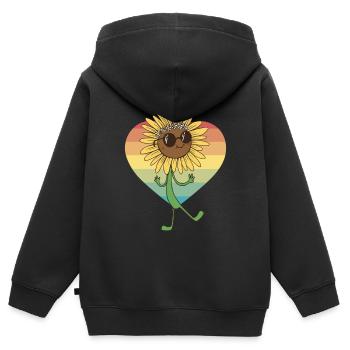 Lunettes de jardin de fleur de tournesol d’été Flora - Sweat Premium à capuche zippé enfant bio - noir - Dos - AI Model Kid Male (0cm)