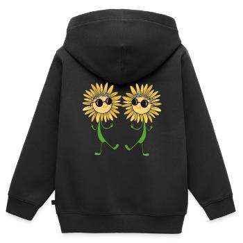 Lunettes de jardin de fleurs de tournesol d’été jardinier - Sweat Premium à capuche zippé enfant bio - noir - Dos - AI Model Kid Male (0cm)