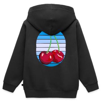 Rockabilly Retro Vintage Cerises Cerises - Sweat Premium à capuche zippé enfant bio - noir - Dos - AI Model Kid Male (0cm)