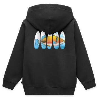 Humuhumunukunukuapua’a pousseur de récif hawaïen - Sweat Premium à capuche zippé enfant bio - noir - Dos - AI Model Kid Male (0cm)