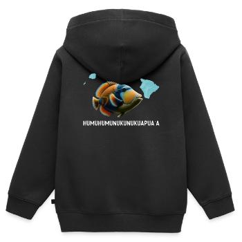 Humuhumunukunukuapua’a Pousseur de récif hawaïen - Sweat Premium à capuche zippé enfant bio - noir - Dos - AI Model Kid Male (0cm)