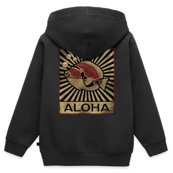 Humuhumunukunukuapua’a Pousseur de récif hawaïen - Sweat Premium à capuche zippé enfant bio - noir - Dos - AI Model Kid Male (0cm)