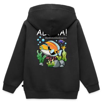 Humuhumunukunukuapua'a Hawaiianischer Riff-Drücker - Kinder Premium Organic Zip Hoodie - Schwarz - Hinten - AI Model Kid Male (0cm)