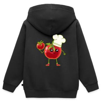 Tomate, Tomate, Cuisiner, Cuisiner, Cuisiner - Sweat Premium à capuche zippé enfant bio - noir - Dos - AI Model Kid Male (0cm)