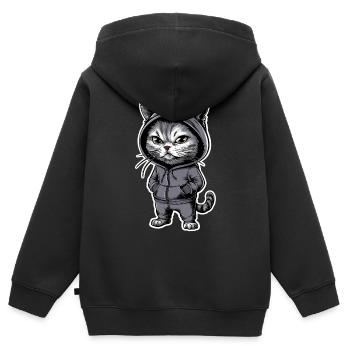 Ärgerliche Böse Katze Grummelige Katze - Kinder Premium Organic Zip Hoodie - Schwarz - Hinten - AI Model Kid Male (0cm)