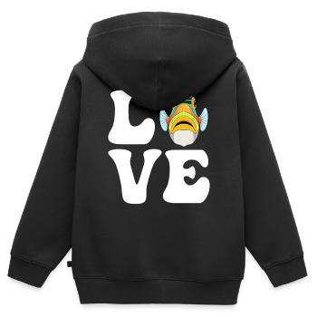 Humuhumunukunukuapua’a Pousseur de récif hawaïen - Sweat Premium à capuche zippé enfant bio - noir - Dos - AI Model Kid Male (0cm)