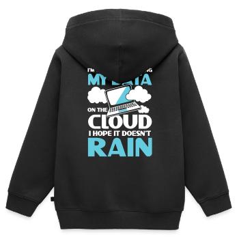 I'm Thinking Of Storing My Data On The Cloud - Kinder Premium Organic Zip Hoodie - Schwarz - Hinten - AI Model Kid Male (0cm)