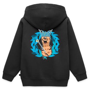 Cacahuètes Royales Cacahuètes Noix Prince Royal - Sweat Premium à capuche zippé enfant bio - noir - Dos - AI Model Kid Male (0cm)