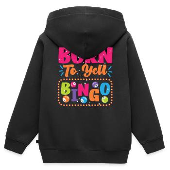 Joueur de bingo né pour crier Bingo - Sweat Premium à capuche zippé enfant bio - noir - Dos - AI Model Kid Male (0cm)