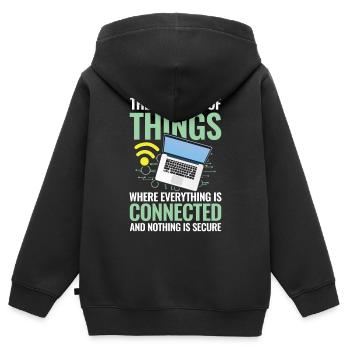 Internet of Things Connected Nothing Is Secure - Kinder Premium Organic Zip Hoodie - Schwarz - Hinten - AI Model Kid Male (0cm)