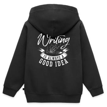 Writing Is Always Good Idea Journalist Book Writer - Kinder Premium Organic Zip Hoodie - Schwarz - Hinten - AI Model Kid Male (0cm)