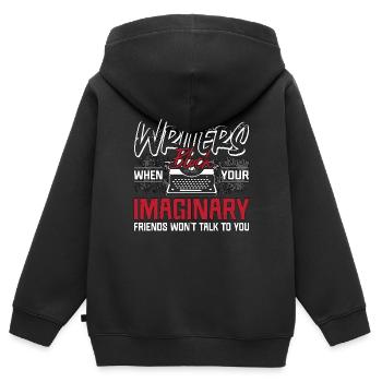 Writing Writers Block lorsque votre éditeur romancier - Sweat Premium à capuche zippé enfant bio - noir - Dos - AI Model Kid Male (0cm)