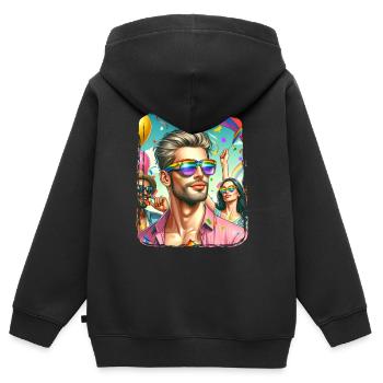 Pride Gay CSD Love LGBTQ Farben des Regenbogens - Kinder Premium Organic Zip Hoodie - Schwarz - Hinten - AI Model Kid Male (0cm)
