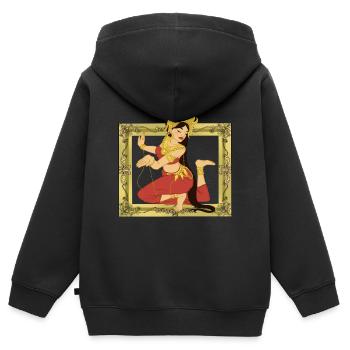 Tänzerin Mädchen Frau Asien Indien - Kinder Premium Organic Zip Hoodie - Schwarz - Hinten - AI Model Kid Male (0cm)