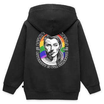 Diversity Shirt : LGBTQ et force illimitée. - Sweat Premium à capuche zippé enfant bio - noir - Dos - AI Model Kid Male (0cm)