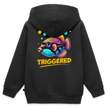 Humuhumunukunukuapua'a Hawaiianischer Riff-Drücker - Kinder Premium Organic Zip Hoodie - Schwarz - Hinten - AI Model Kid Male (0cm)