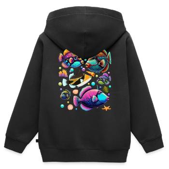 Humuhumunukunukuapua'a Hawaiianischer Riff-Drücker - Kinder Premium Organic Zip Hoodie - Schwarz - Hinten - AI Model Kid Male (0cm)