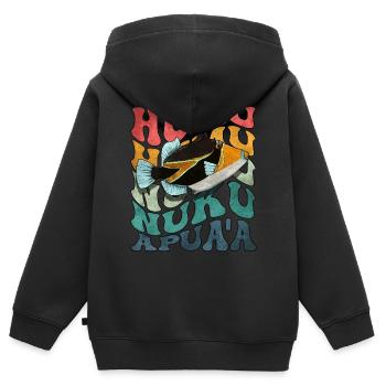 Baliste de récif hawaïen Humuhumunukunukuapua’a - Sweat Premium à capuche zippé enfant bio - noir - Dos - AI Model Kid Male (0cm)