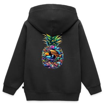 Humuhumunukunukuapua'a Hawaiianischer Riff-Drücker - Kinder Premium Organic Zip Hoodie - Schwarz - Hinten - AI Model Kid Male (0cm)