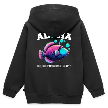 Humuhumunukunukuapua’a Pousseur de récif hawaïen - Sweat Premium à capuche zippé enfant bio - noir - Dos - AI Model Kid Male (0cm)
