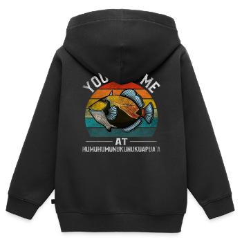 Humuhumunukunukuapua’a Pousseur de récif hawaïen - Sweat Premium à capuche zippé enfant bio - noir - Dos - AI Model Kid Male (0cm)