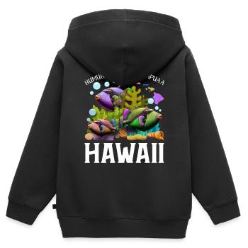 Humuhumunukunukuapua'a Hawaiianischer Riff-Drücker - Kinder Premium Organic Zip Hoodie - Schwarz - Hinten - AI Model Kid Male (0cm)