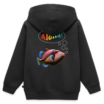 Humuhumunukunukuapua’a Pousseur de récif hawaïen - Sweat Premium à capuche zippé enfant bio - noir - Dos - AI Model Kid Male (0cm)