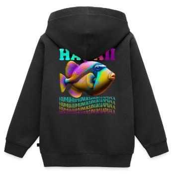 Humuhumunukunukuapua’a pousseur de récif hawaïen - Sweat Premium à capuche zippé enfant bio - noir - Dos - AI Model Kid Male (0cm)