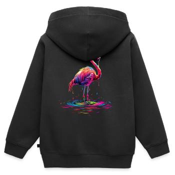 Flamingo Pop Art - Kids Premium Organic Zip-up Hoodie - black - Back - AI Model Kid Male (0cm)
