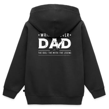 Writing Lover Dad The Idol The Myth Journalist - Kinder Premium Organic Zip Hoodie - Schwarz - Hinten - AI Model Kid Male (0cm)