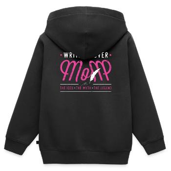 Écriture Amante Maman L’Idole Le Mythe Livre Écrivain - Sweat Premium à capuche zippé enfant bio - noir - Dos - AI Model Kid Male (0cm)