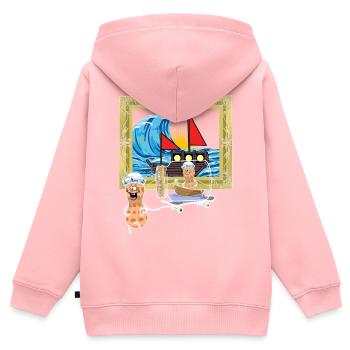 Erdnuss Schiff Seefahrt Seemänner Flaschenpost - Kinder Premium Organic Zip Hoodie - Rosa - Hinten - AI Model Kid Female (0cm)