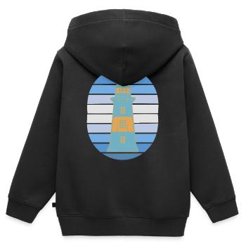 Phare Signal Phares maritimes - Sweat Premium à capuche zippé enfant bio - noir - Dos - AI Model Kid Male (0cm)
