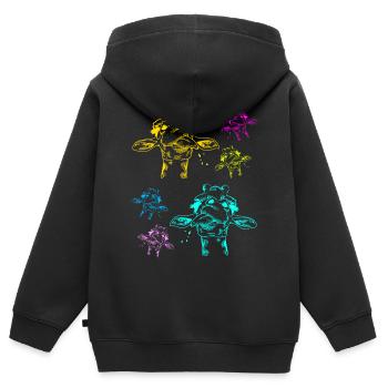 Safari Girafe Girafe - Sweat Premium à capuche zippé enfant bio - noir - Dos - AI Model Kid Male (0cm)