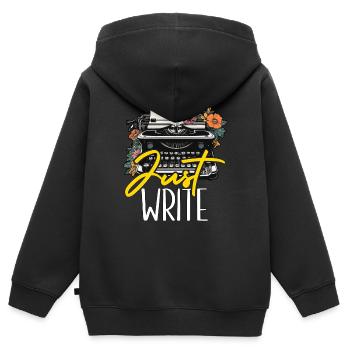 Writing Just Write Novelist Book Writer Publisher - Kinder Premium Organic Zip Hoodie - Schwarz - Hinten - AI Model Kid Male (0cm)