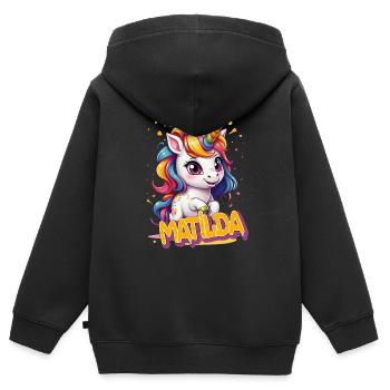 MATILDA - Schöner Mädchen Name mit süßem Einhorn - Kinder Premium Organic Zip Hoodie - Schwarz - Hinten - AI Model Kid Male (0cm)