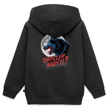 Thriller Nacht der Werwölfe und Mondscheinheulen - Kinder Premium Organic Zip Hoodie - Schwarz - Hinten - AI Model Kid Male (0cm)