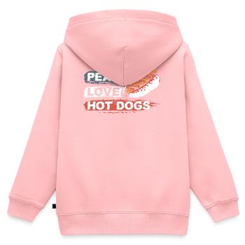 Hot Dog Adult Girl Peace Love Hot - Kinder Premium Organic Zip Hoodie - Rosa - Hinten - AI Model Kid Female (0cm)