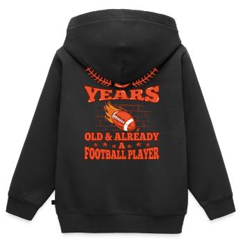 9ème anniversaire Garçon Football 9 Ans Cadeaux - Sweat Premium à capuche zippé enfant bio - noir - Dos - AI Model Kid Male (0cm)
