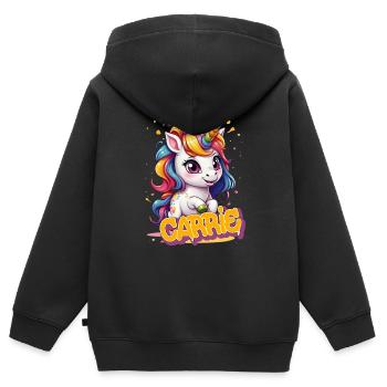 CARRIE - Schöner Mädchen Name mit süßem Einhorn - Kinder Premium Organic Zip Hoodie - Schwarz - Hinten - AI Model Kid Male (0cm)